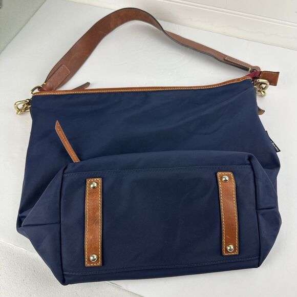 DOONEY & BOURKE Wayfarer Navy Blue Nylon Zip Hobo Leather Shoulder Bag Purse - Picture 8 of 16